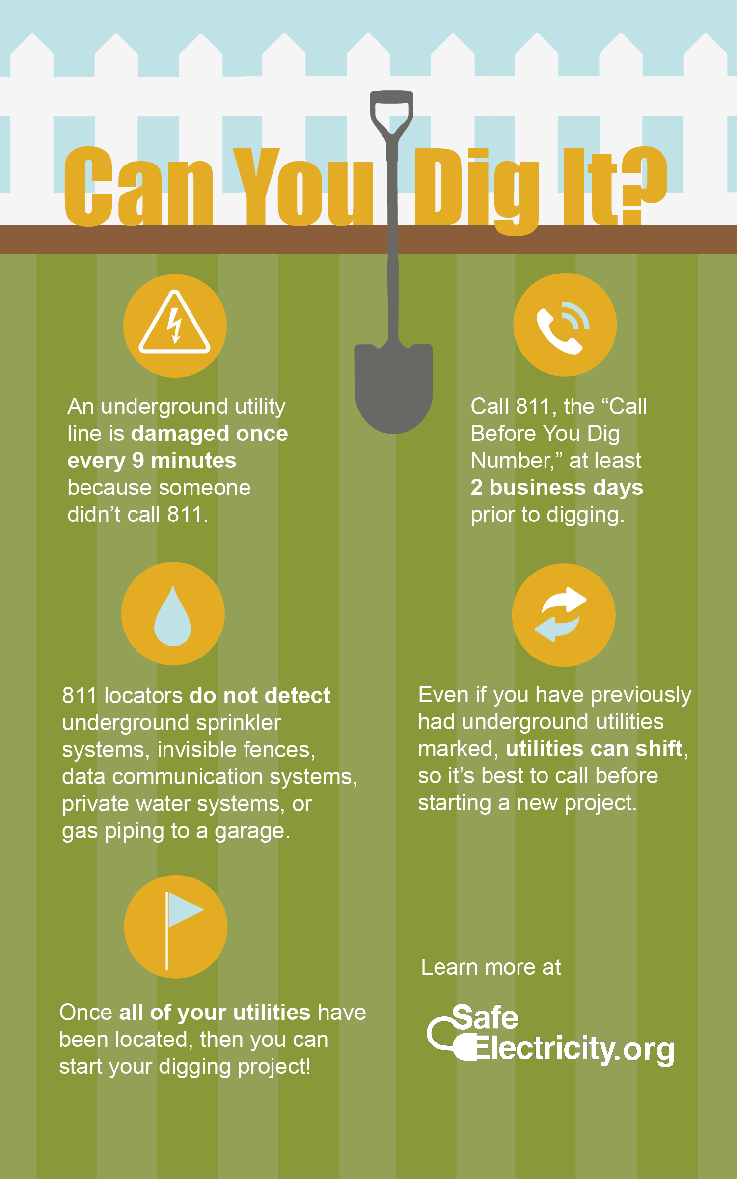 Diggers Hotline information - call 811 before you dig